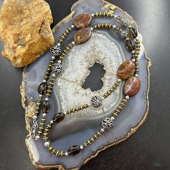 Carolyn Pollack Southwestern Style Sterling Earth Tone Multi Gemstone Necklace - Picture 3 of 10